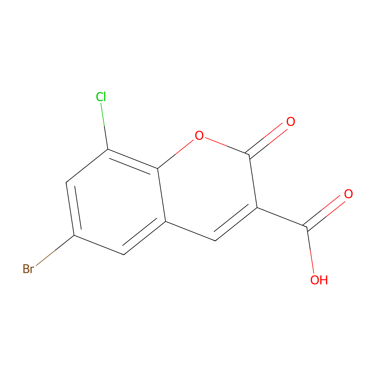 6-Bromo-8-chloro-2-oxo-2H-chromene-3-carboxylic acid molecular structure, CAS 1243538-50-2