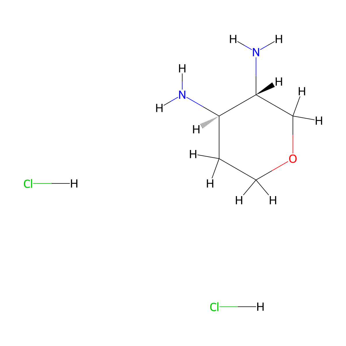 rac-(3R,4S)-oxane-3,4-diamine dihydrochloride molecular structure, CAS 124354-06-9