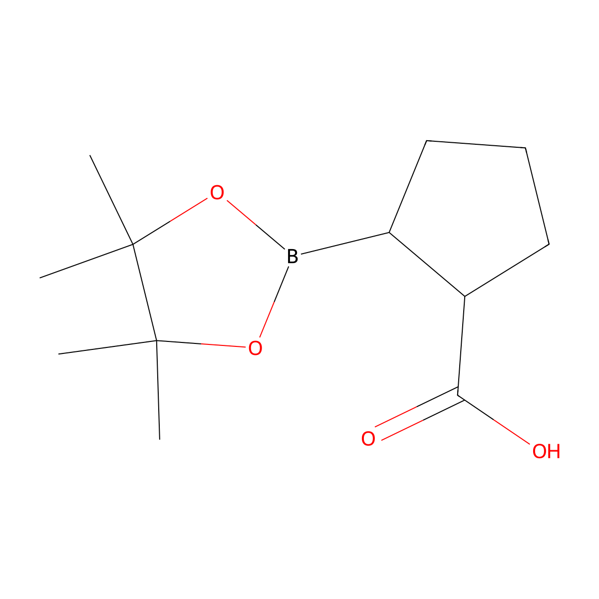 2-(Tetramethyl-1,3,2-dioxaborolan-2-yl)cyclopentane-1-carboxylic acid molecular structure, CAS 1243540-15-9