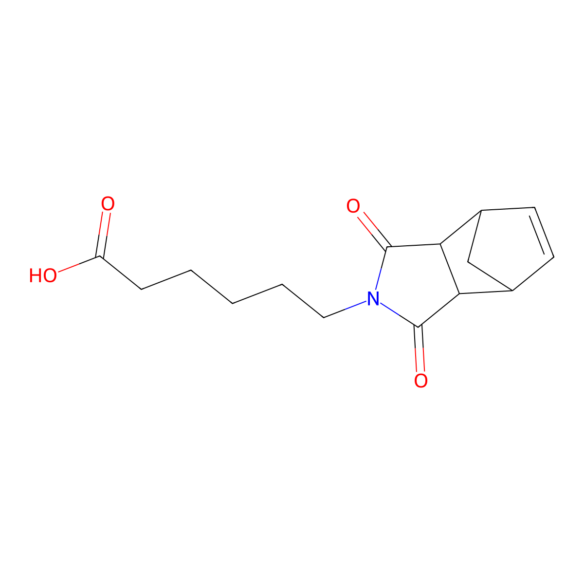 rel-6-((3aR,4R,7S,7aS)-1,3-Dioxo-1,3,3a,4,7,7a-hexahydro-2H-4,7-methanoisoindol-2-yl)hexanoic acid molecular structure, CAS 1243556-64-0
