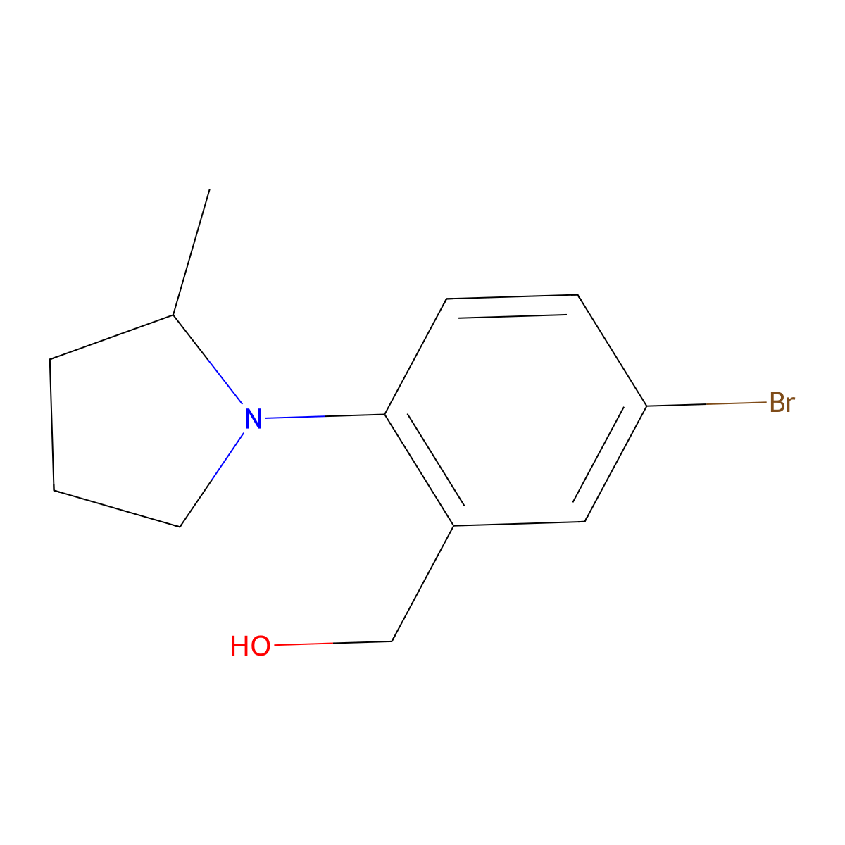 (5-Bromo-2-(2-methylpyrrolidin-1-YL)phenyl)methanol molecular structure, CAS 1243559-12-7