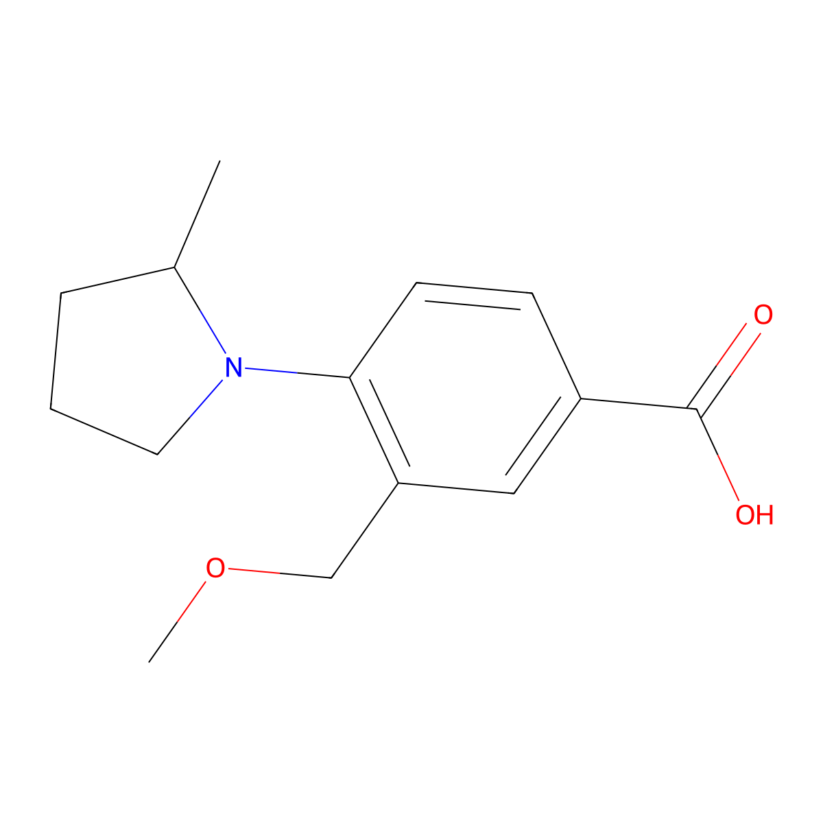 3-(Methoxymethyl)-4-(2-methylpyrrolidin-1-YL)benzoic acid molecular structure, CAS 1243559-16-1
