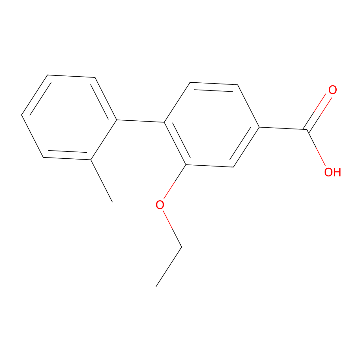 2-Ethoxy-2'-methyl-[1,1'-biphenyl]-4-carboxylic acid molecular structure, CAS 1243559-22-9