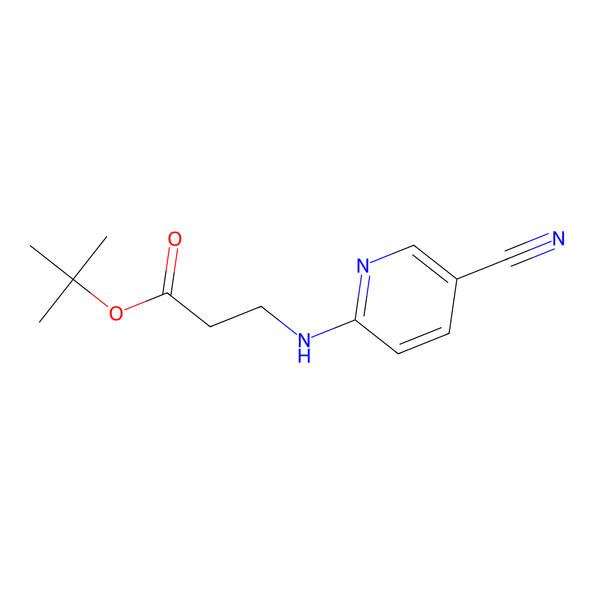 Tert-butyl 3-[(5-cyano-2-pyridinyl)amino]propanoate molecular structure, CAS 1243559-32-1