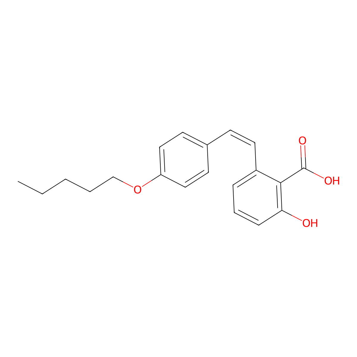 (Z)-2-Hydroxy-6-(4-(pentyloxy)styryl)benzoic acid molecular structure, CAS 1243583-88-1