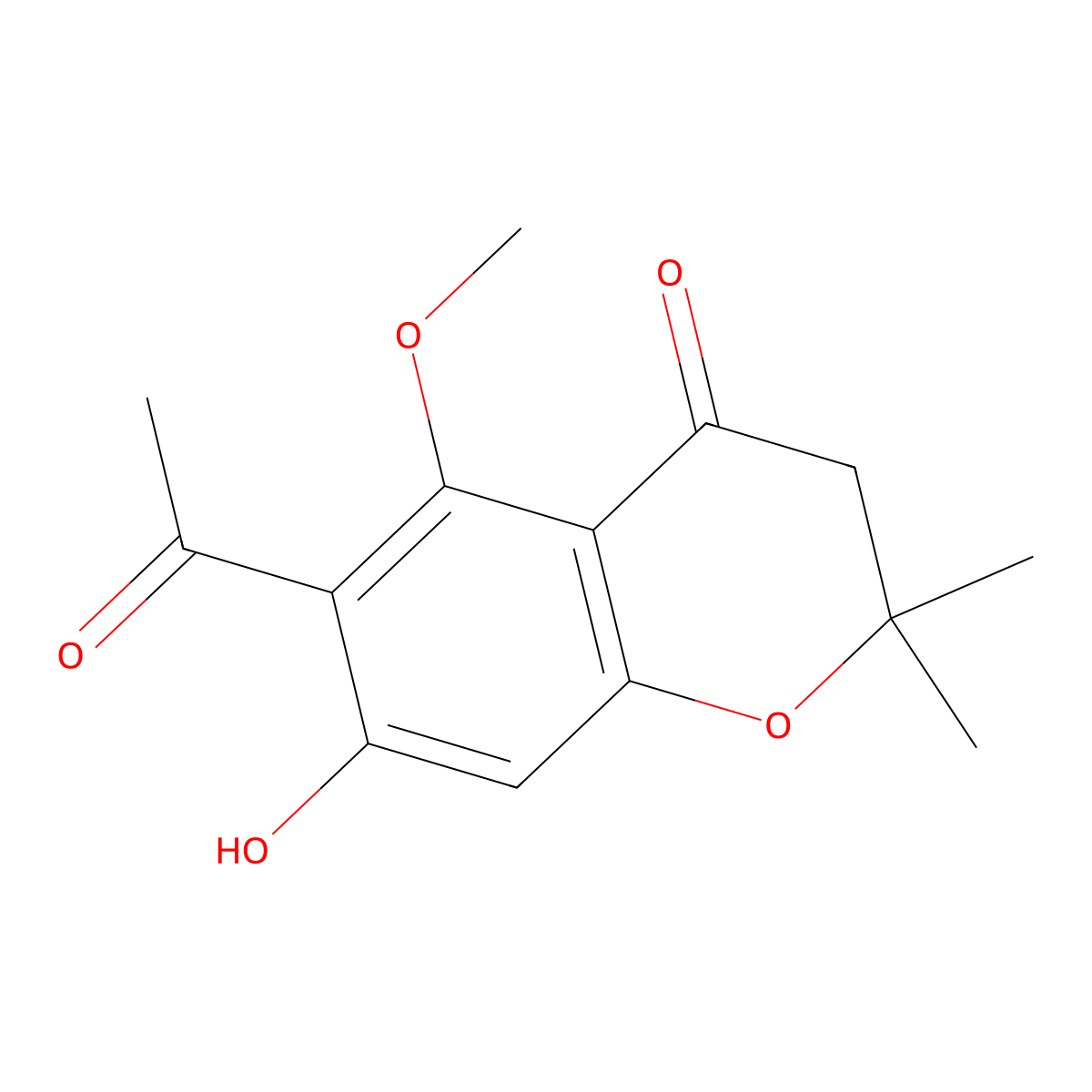 6-Acetyl-7-hydroxy-5-methoxy-2,2-dimethylchroman-4-one molecular structure, CAS 124360-59-4