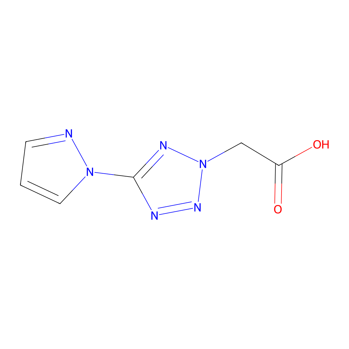 [5-(1H-pyrazol-1-yl)-2H-tetrazol-2-yl]acetic acid molecular structure, CAS 1243653-47-5