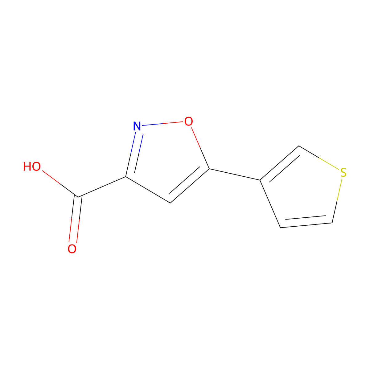 5-(Thiophen-3-yl)-1,2-oxazole-3-carboxylic acid molecular structure, CAS 1243662-42-1