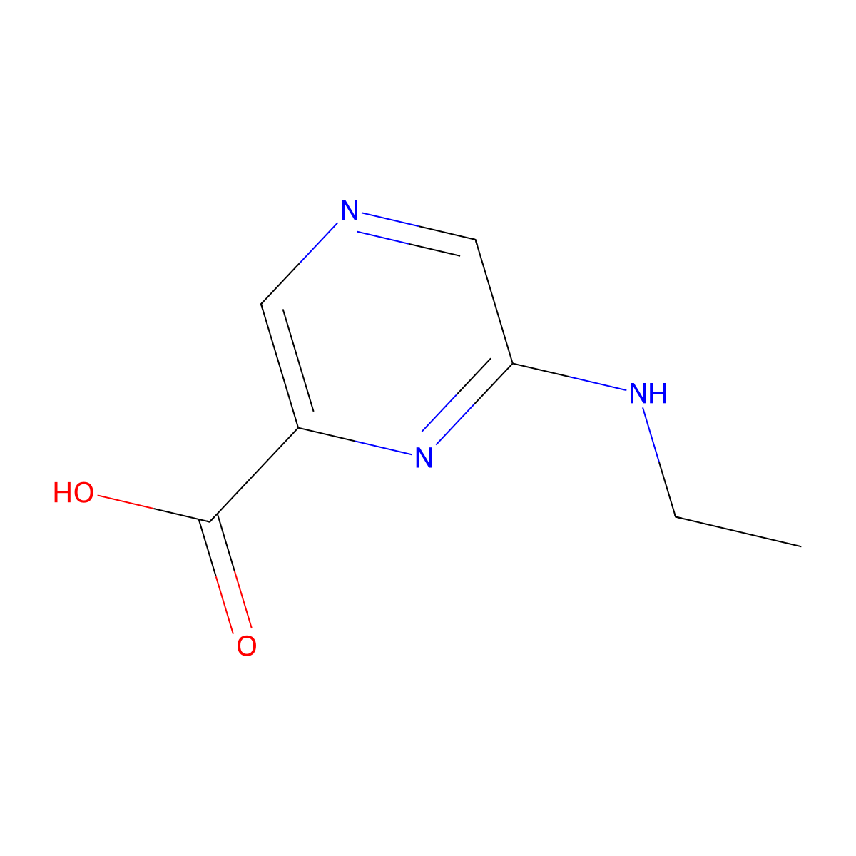 6-(Ethylamino)pyrazine-2-carboxylic acid molecular structure, CAS 124367-58-4