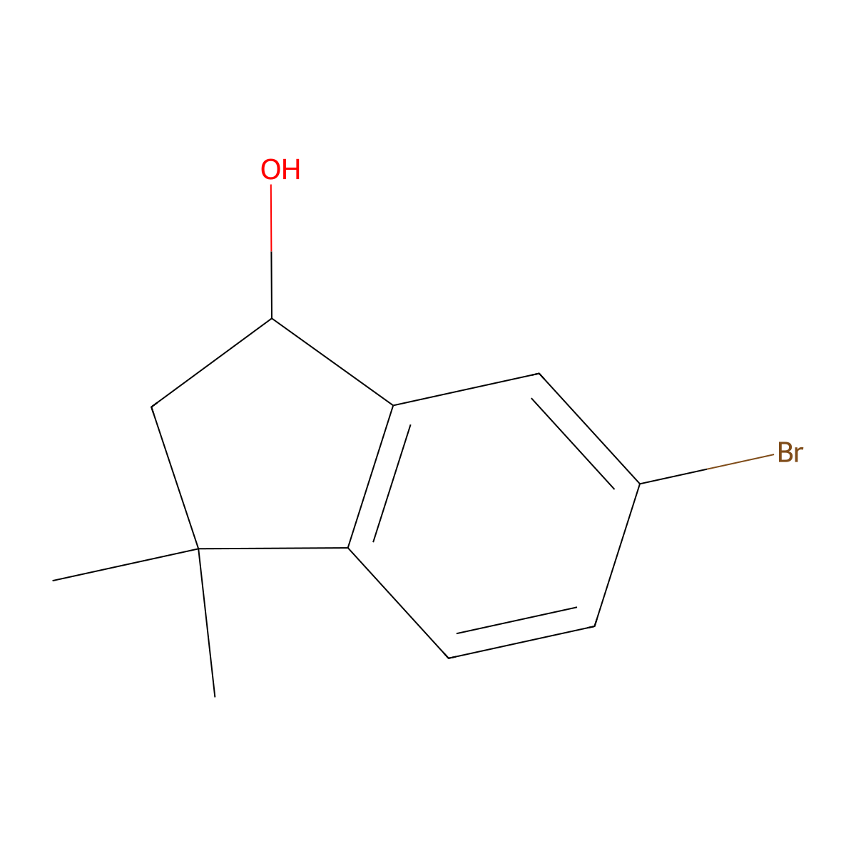 6-Bromo-3,3-dimethyl-2,3-dihydro-1H-inden-1-ol molecular structure, CAS 124369-44-4