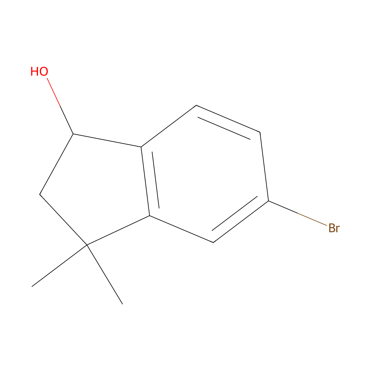 5-Bromo-3,3-dimethyl-2,3-dihydro-1H-inden-1-ol molecular structure, CAS 124369-60-4