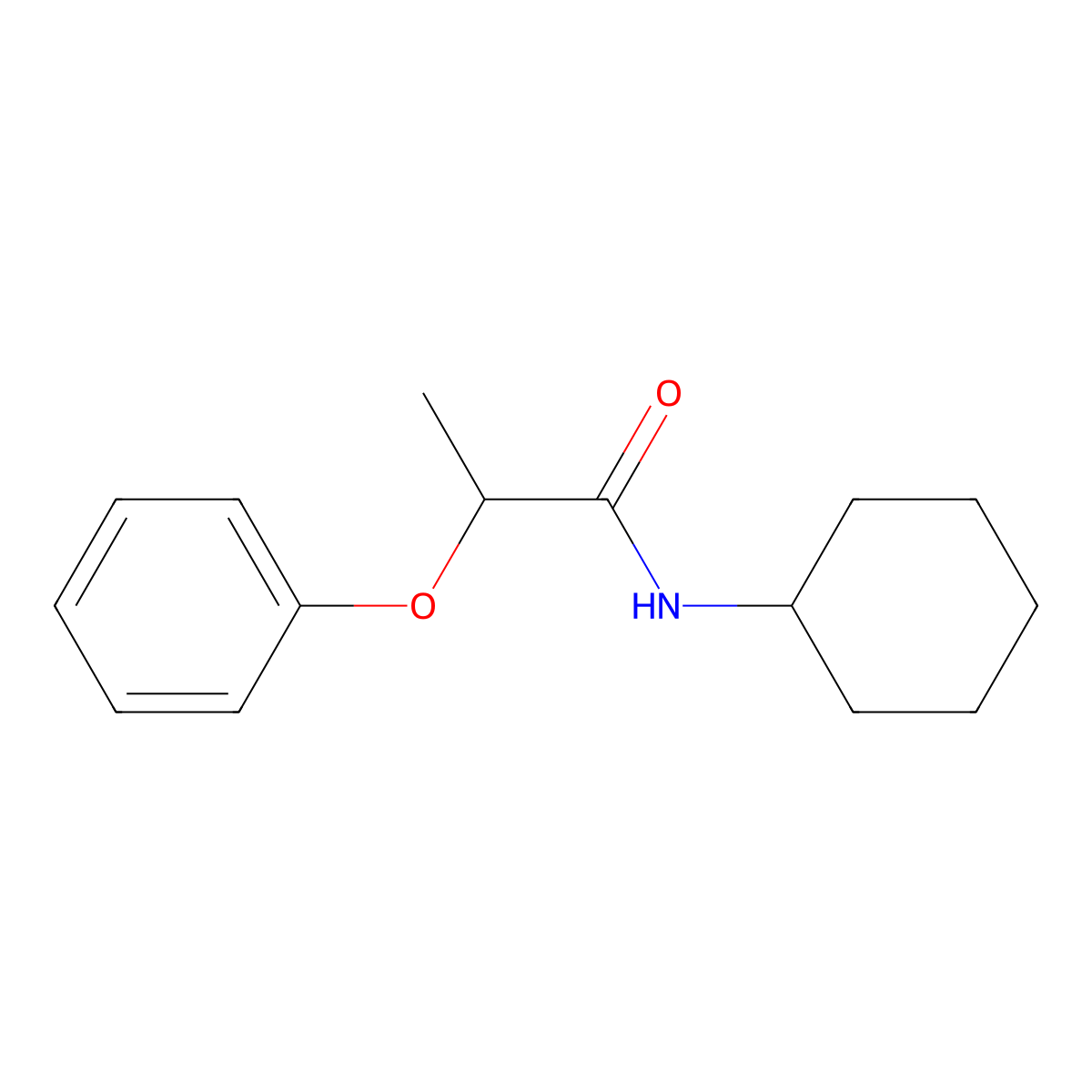 N-cyclohexyl-2-phenoxypropanamide molecular structure, CAS 124371-72-8