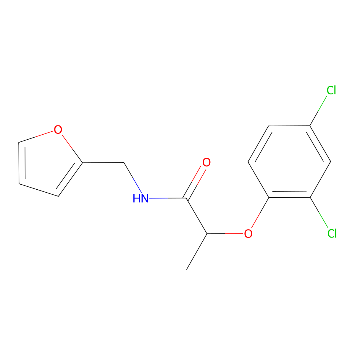 2-(2,4-dichlorophenoxy)-N-(furan-2-ylmethyl)propanamide molecular structure, CAS 124371-84-2