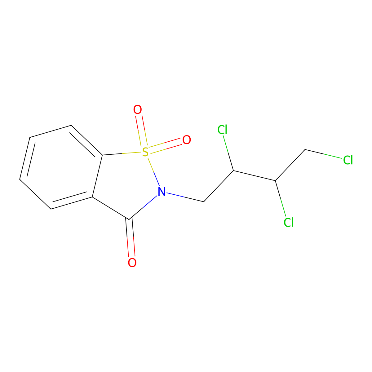 2-(2,3,4-trichlorobutyl)-1H-1,2-benzisothiazole-1,1,3(2H)-trione molecular structure, CAS 124372-40-3