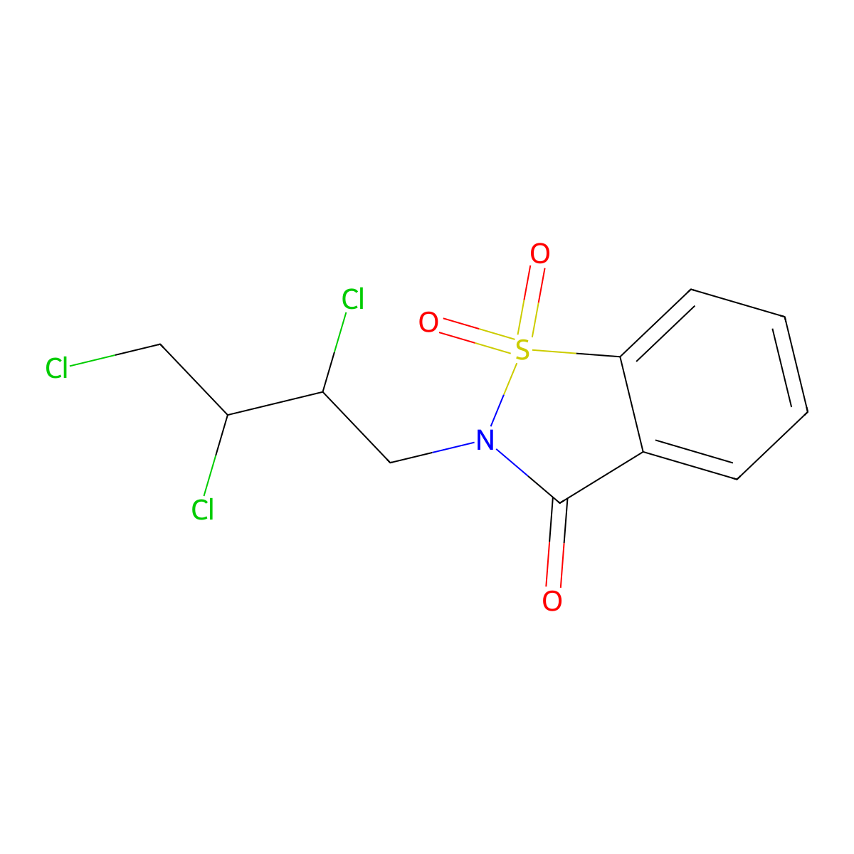 2-(2,3,4-trichlorobutyl)-1H-1,2-benzisothiazole-1,1,3(2H)-trione molecular structure, CAS 124372-40-3