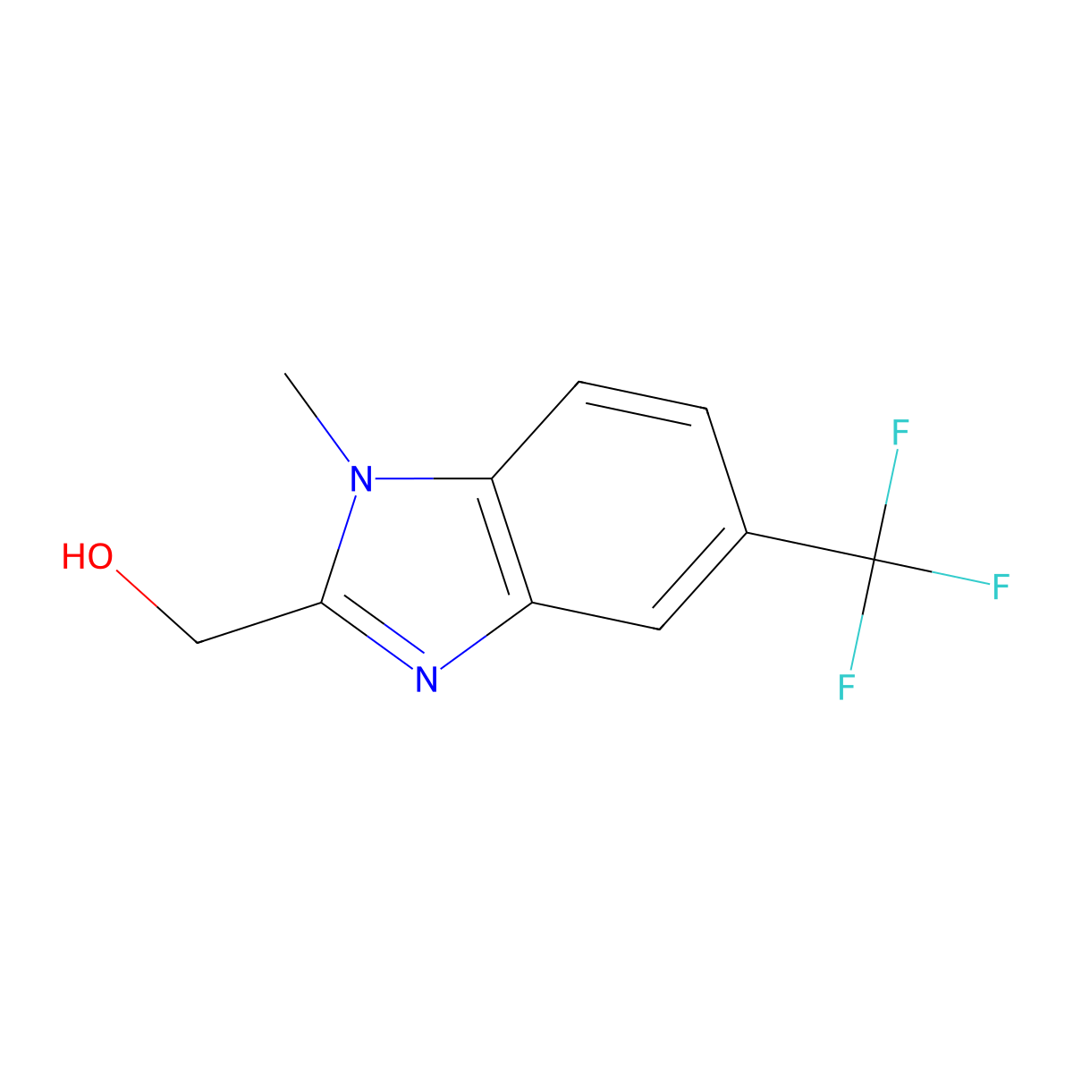 (1-methyl-5-(trifluoromethyl)-1H-1,3-benzodiazol-2-yl)methanol molecular structure, CAS 1243735-94-5