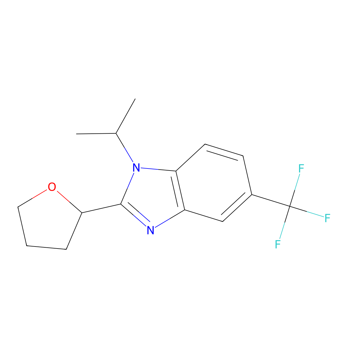 1-(propan-2-yl)-2-(tetrahydrofuran-2-yl)-5-(trifluoromethyl)-1H-benzimidazole molecular structure, CAS 1243773-07-0