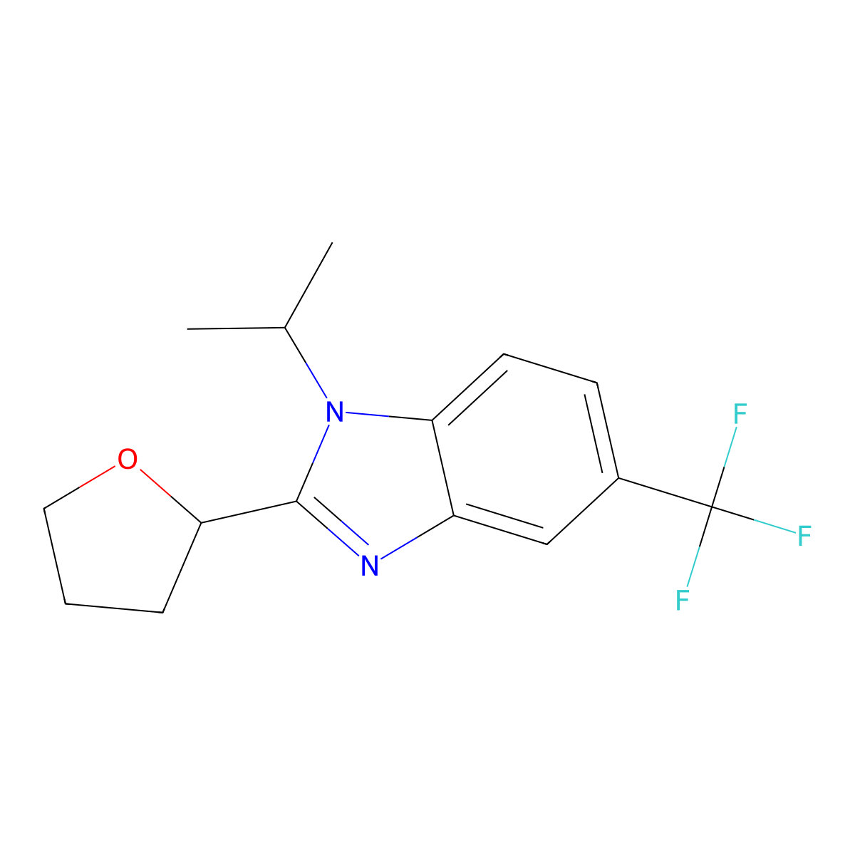 1-(propan-2-yl)-2-(tetrahydrofuran-2-yl)-5-(trifluoromethyl)-1H-benzimidazole molecular structure, CAS 1243773-07-0