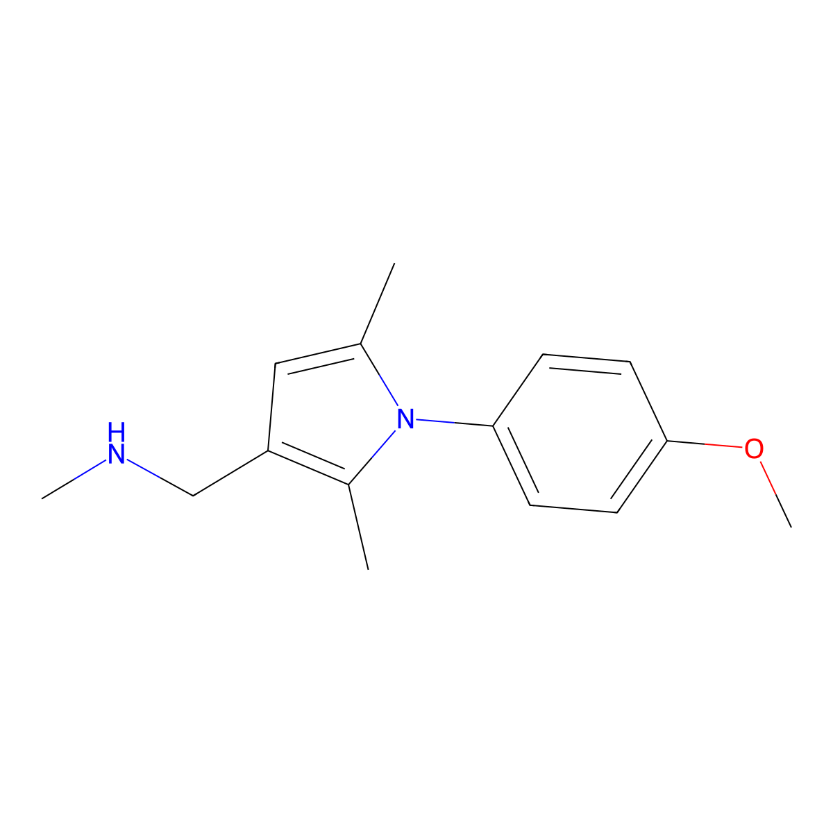 {[1-(4-methoxyphenyl)-2,5-dimethyl-1H-pyrrol-3-yl]methyl}(methyl)amine molecular structure, CAS 1243787-28-1