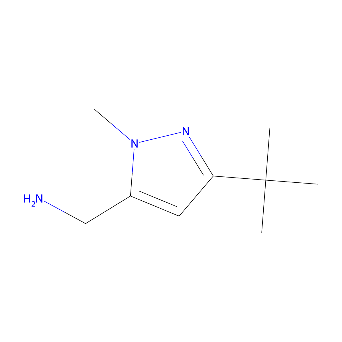 (3-tert-butyl-1-methyl-1H-pyrazol-5-yl)methanamine molecular structure, CAS 1243817-09-5