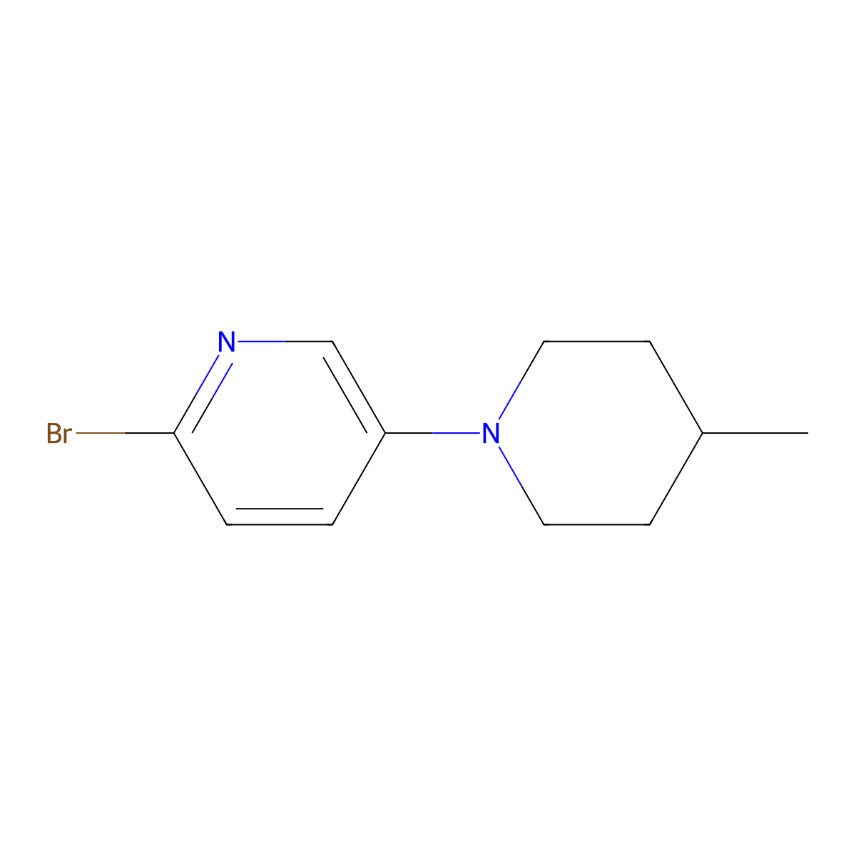 2-Bromo-5-(4-methylpiperidin-1-yl)pyridine molecular structure, CAS 1243838-96-1