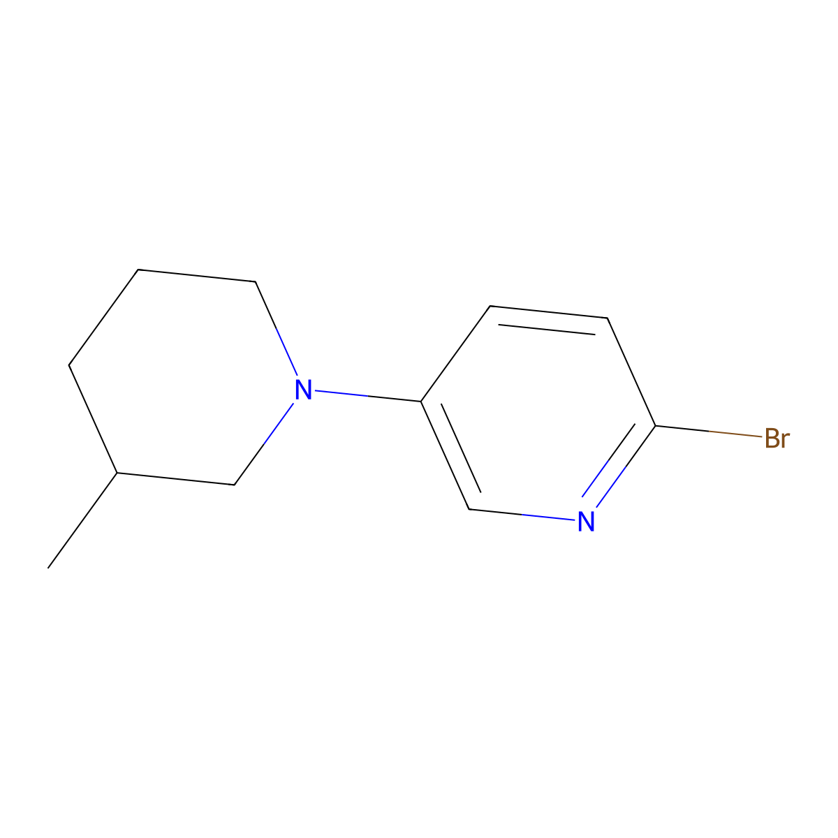 2-Bromo-5-(3-methylpiperidin-1-yl)pyridine molecular structure, CAS 1243839-14-6