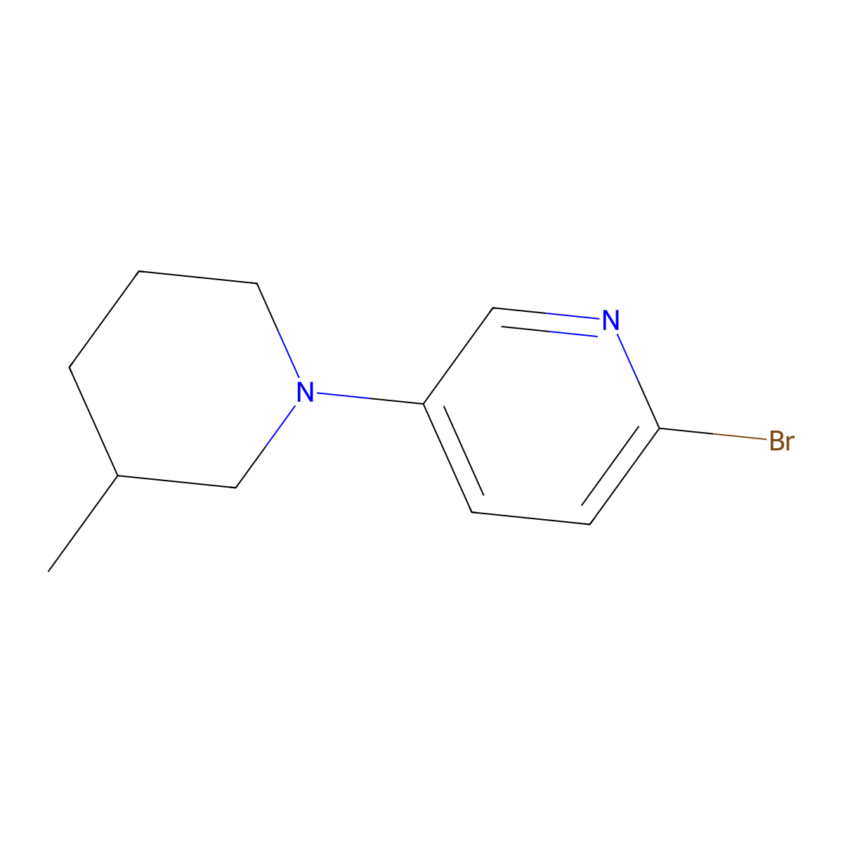 2-Bromo-5-(3-methylpiperidin-1-yl)pyridine molecular structure, CAS 1243839-14-6