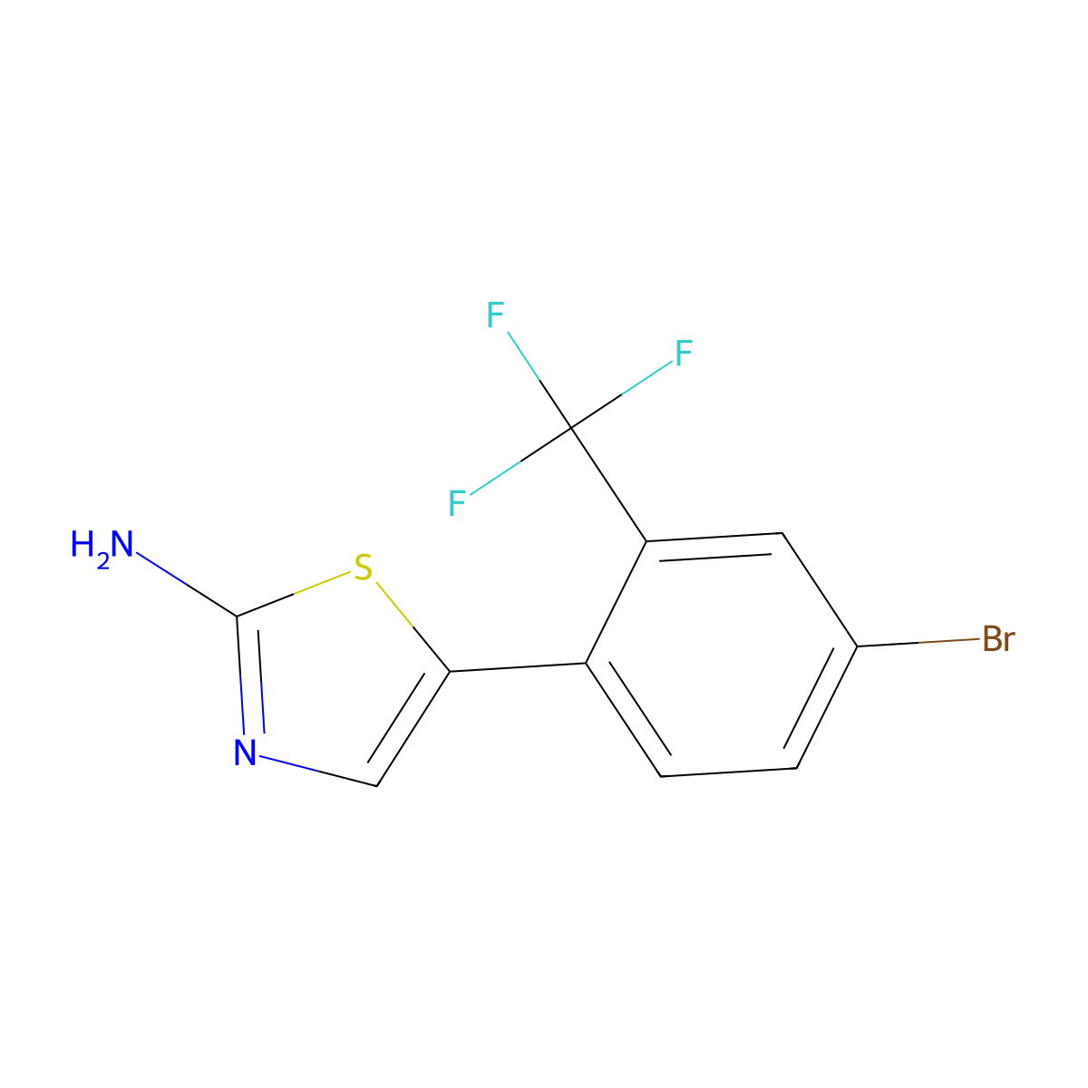 5-(4-Bromo-2-(trifluoromethyl)phenyl)thiazol-2-amine molecular structure, CAS 1243839-24-8