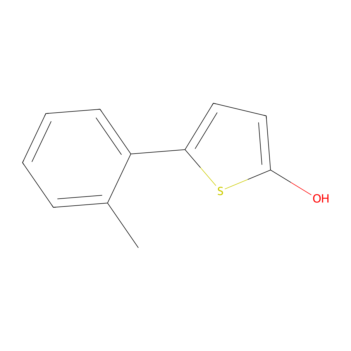2-Hydroxy-5-(2-tolyl)thiophene molecular structure, CAS 1243839-32-8