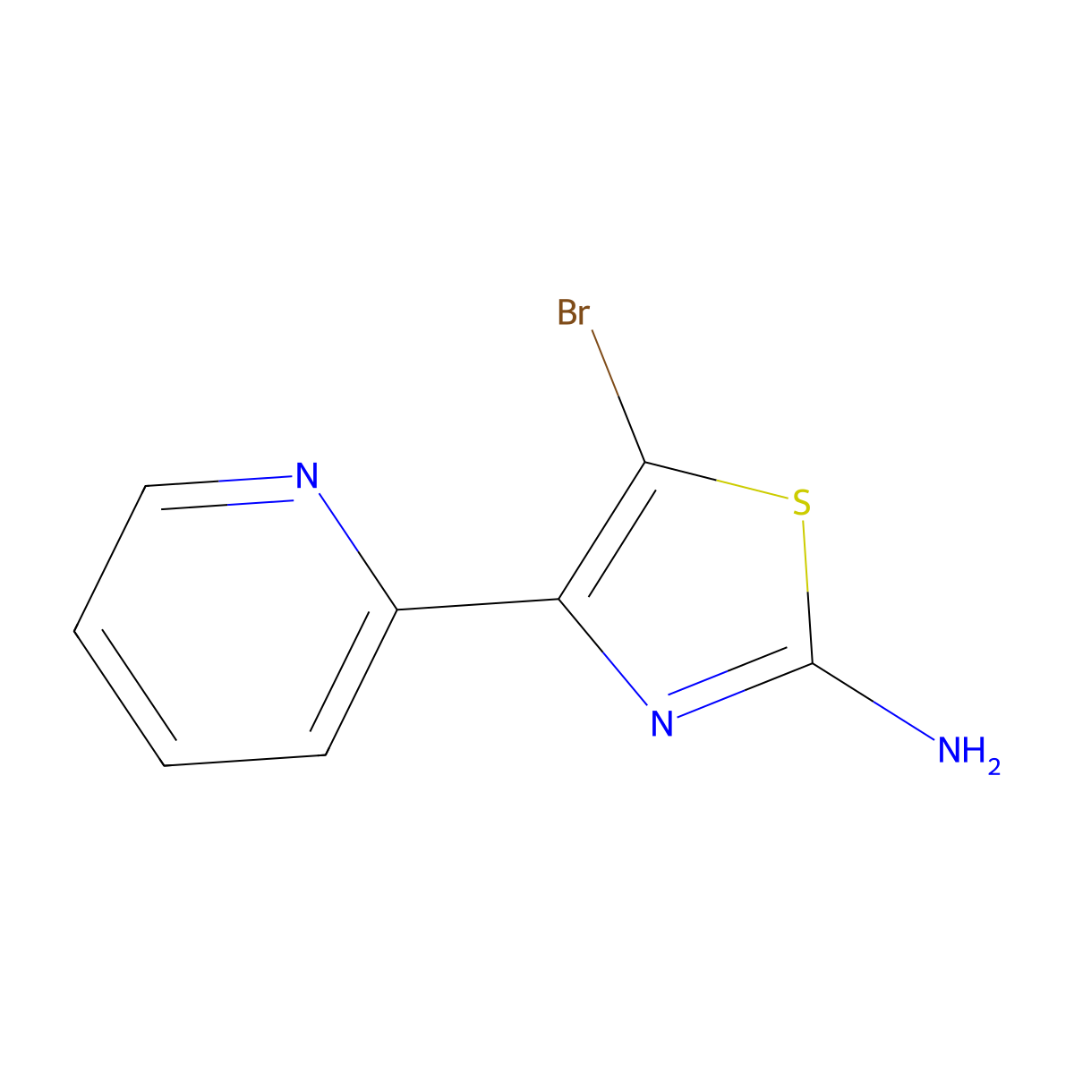 5-Bromo-4-(2-pyridyl)-2-aminothiazole molecular structure, CAS 1243839-45-3