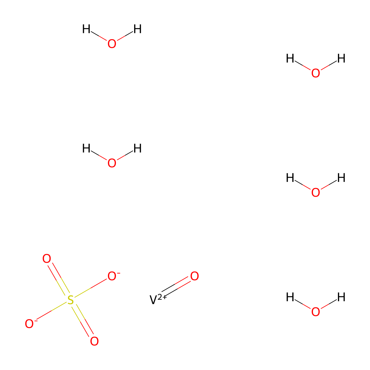 Vanadyl sulfate pentahydrate molecular structure, CAS 12439-96-2