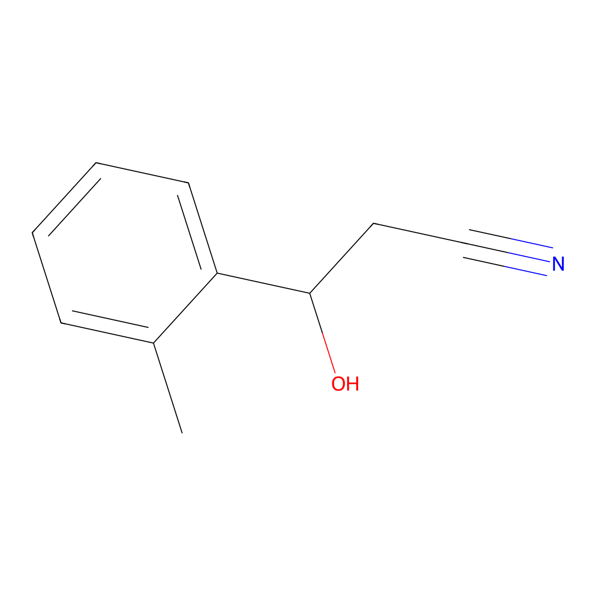 3-Hydroxy-3-(2-methylphenyl)propanenitrile molecular structure, CAS 124393-56-2