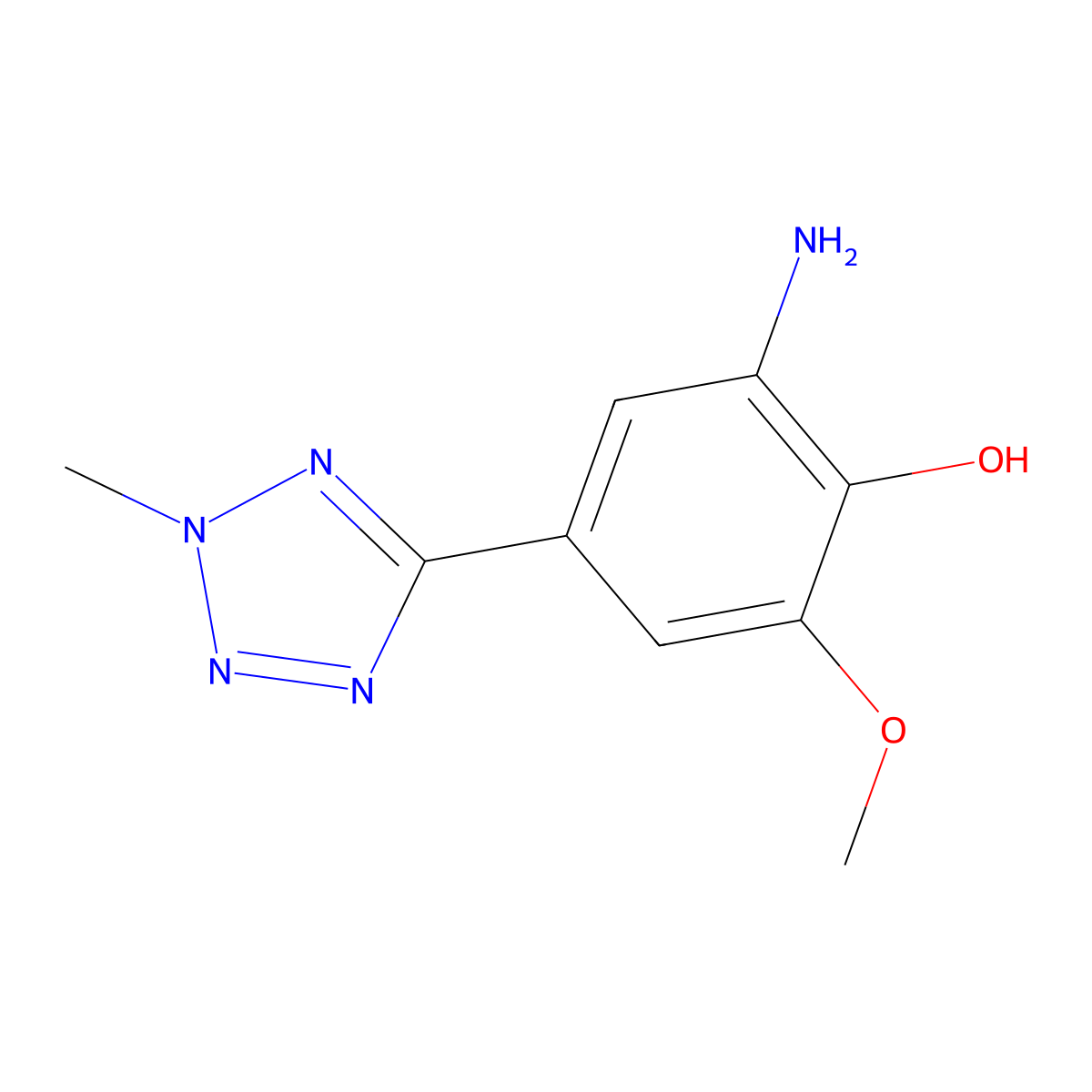 2-amino-6-methoxy-4-(2-methyl-2H-tetrazol-5-yl)phenol molecular structure, CAS 1243973-58-1