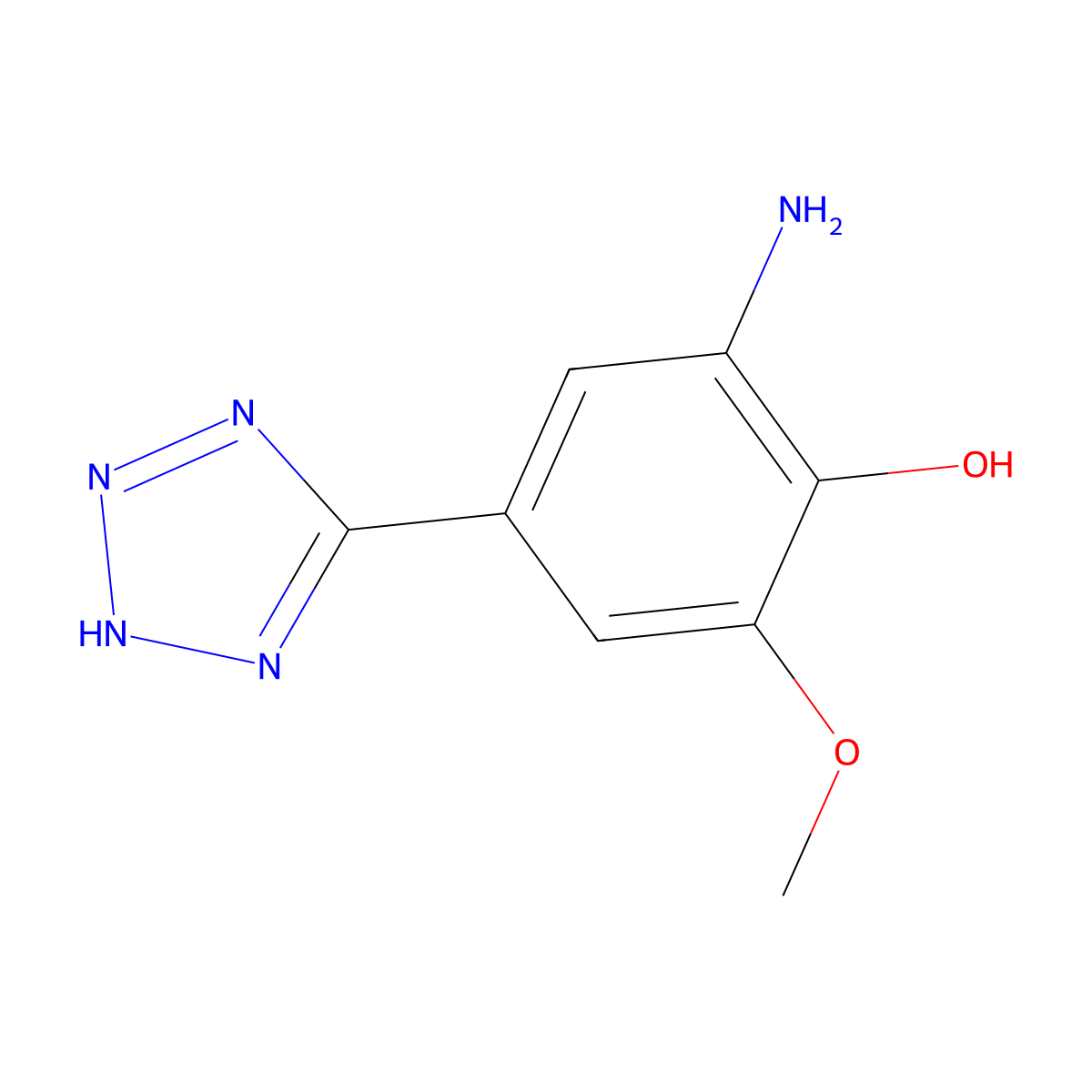 2-Amino-6-methoxy-4-(2H-1,2,3,4-tetrazol-5-yl)phenol molecular structure, CAS 1243977-55-0