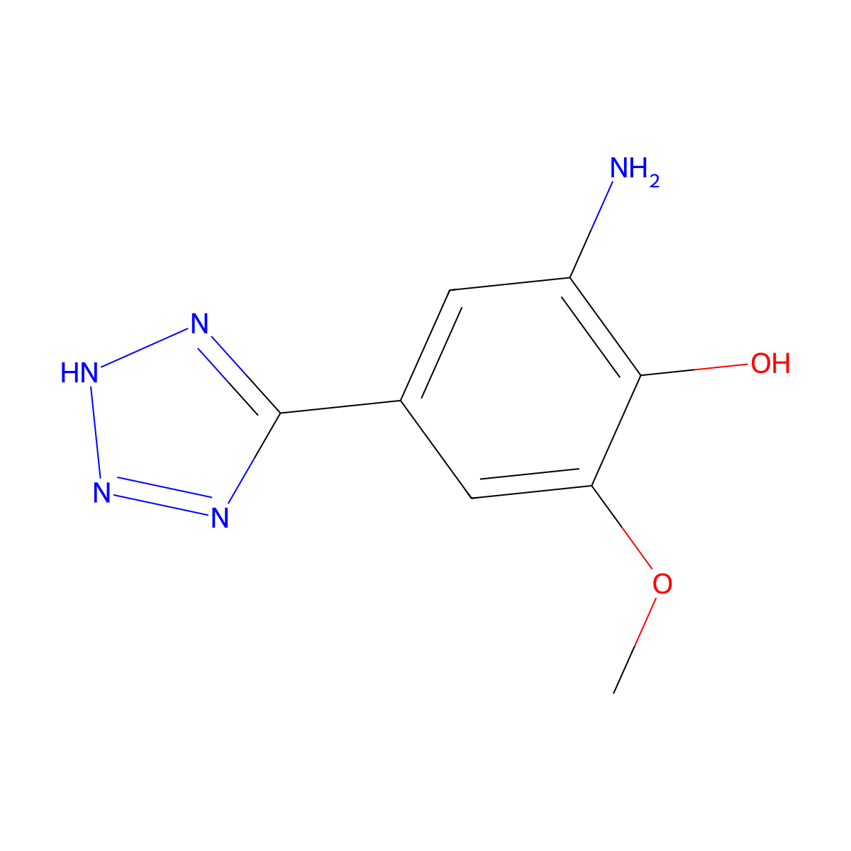 2-Amino-6-methoxy-4-(2H-1,2,3,4-tetrazol-5-yl)phenol molecular structure, CAS 1243977-55-0