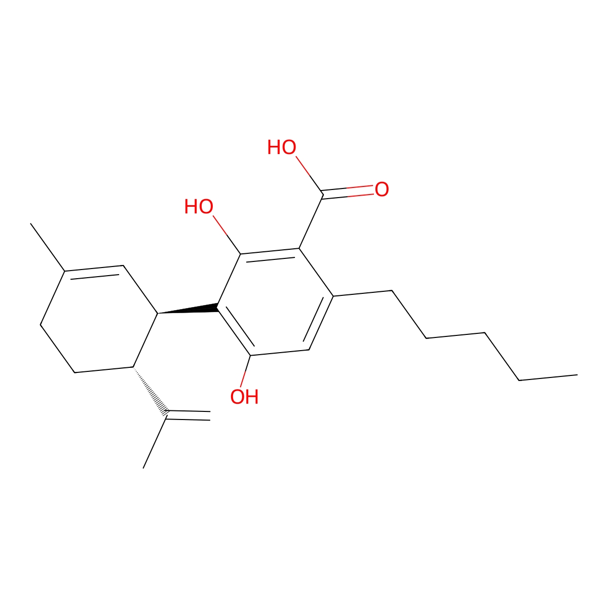 Cannabidiolic acid molecular structure, CAS 1244-58-2