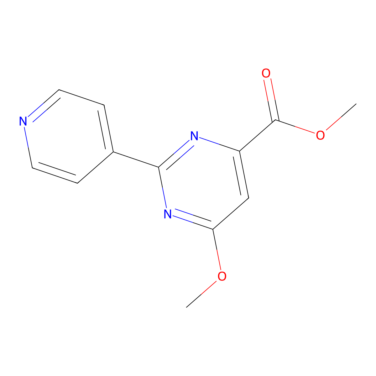 Methyl 6-methoxy-2-(4-pyridinyl)-4-pyrimidinecarboxylate molecular structure, CAS 1244017-18-2