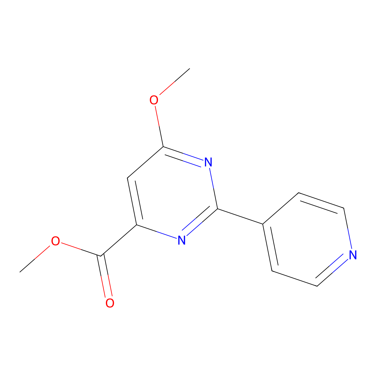 Methyl 6-methoxy-2-(4-pyridinyl)-4-pyrimidinecarboxylate molecular structure, CAS 1244017-18-2