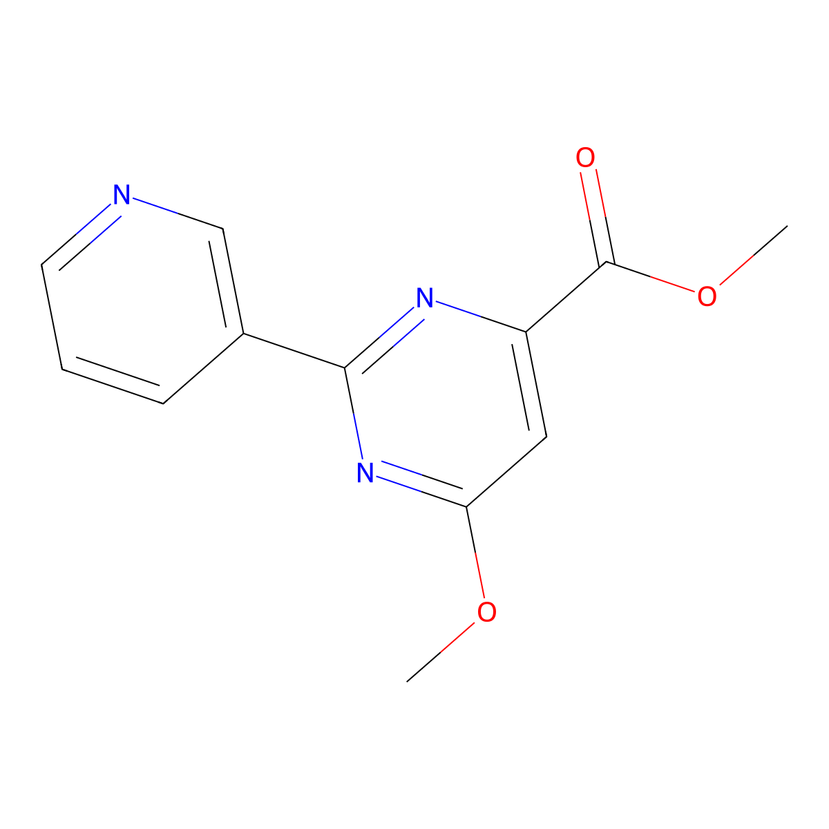 Methyl 6-methoxy-2-(3-pyridinyl)-4-pyrimidinecarboxylate molecular structure, CAS 1244018-34-5