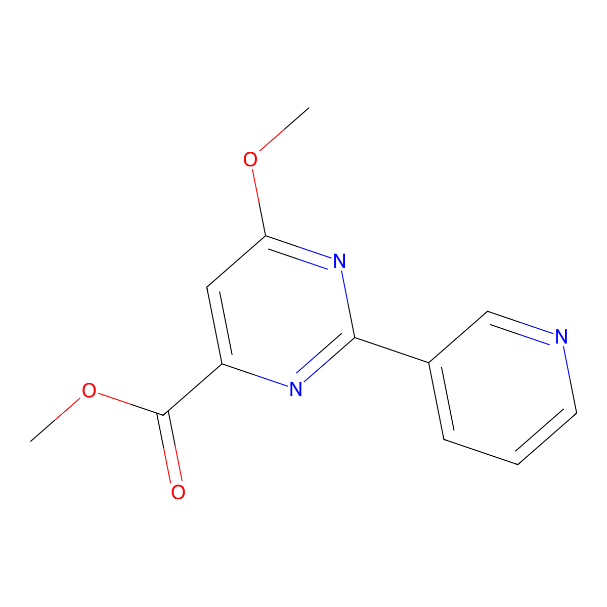 Methyl 6-methoxy-2-(3-pyridinyl)-4-pyrimidinecarboxylate molecular structure, CAS 1244018-34-5
