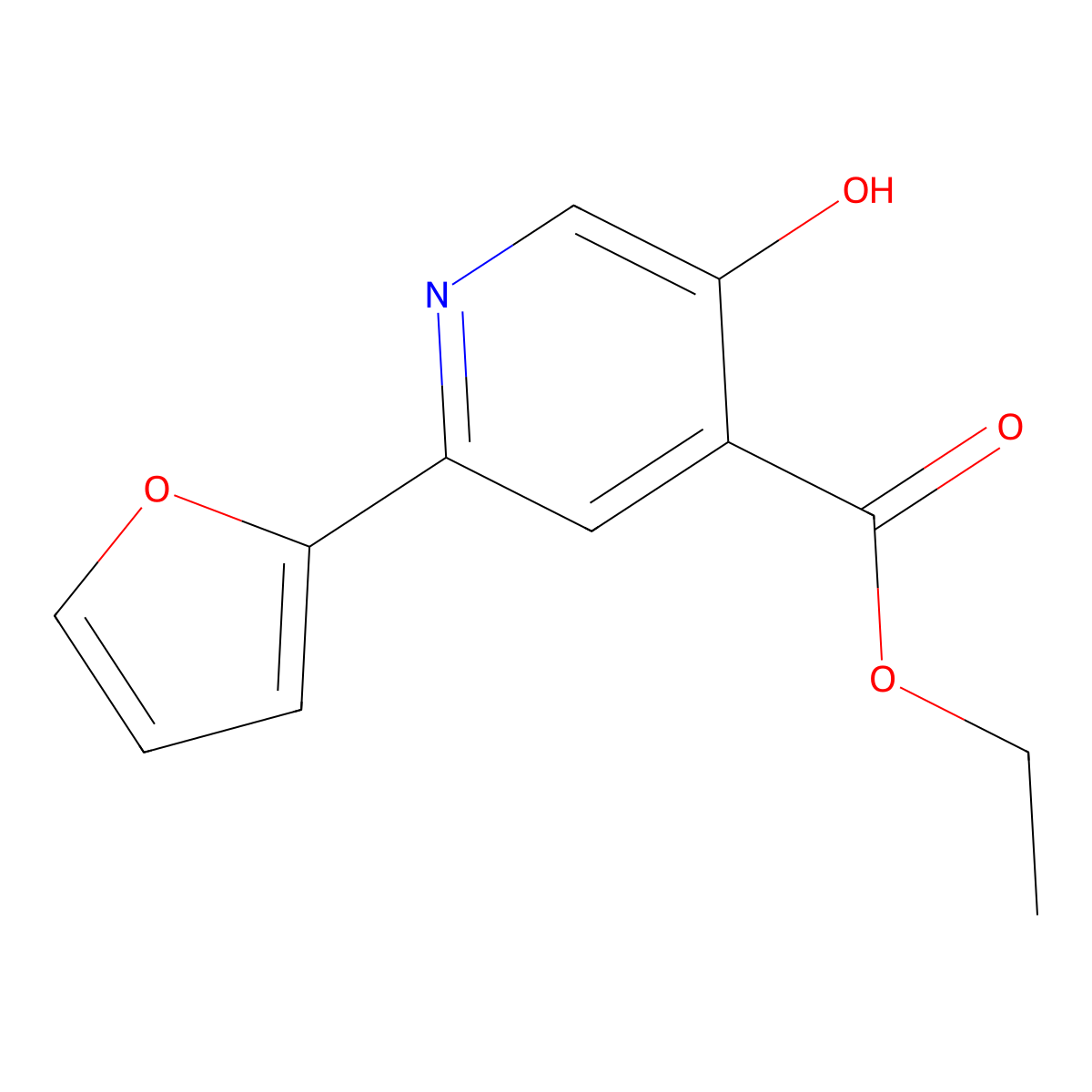 Ethyl 2-(2-furanyl)-5-hydroxy-4-pyridinecarboxylate molecular structure, CAS 1244019-35-9