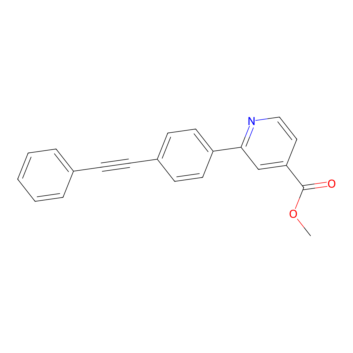 Methyl 2-[4-(2-phenylethynyl)phenyl]-4-pyridinecarboxylate molecular structure, CAS 1244019-80-4