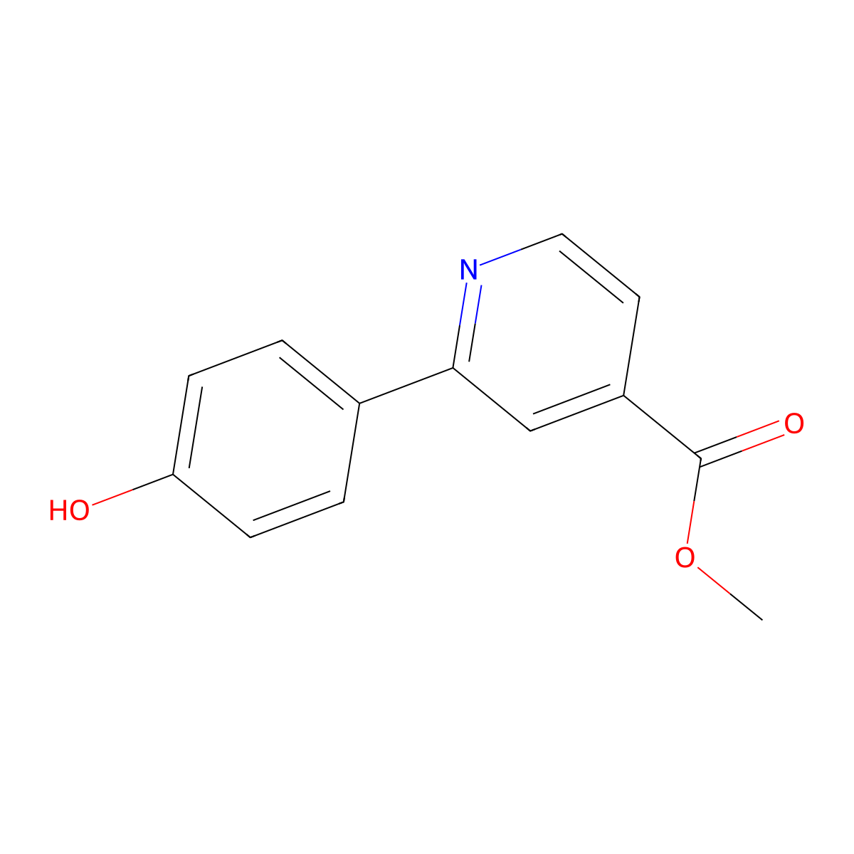 Methyl 2-(4-hydroxyphenyl)-4-pyridinecarboxylate molecular structure, CAS 1244020-68-5