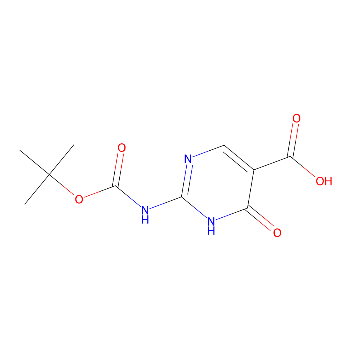 2-{[(Tert-butoxy)carbonyl]amino}-4-hydroxypyrimidine-5-carboxylic acid molecular structure, CAS 1244025-88-4