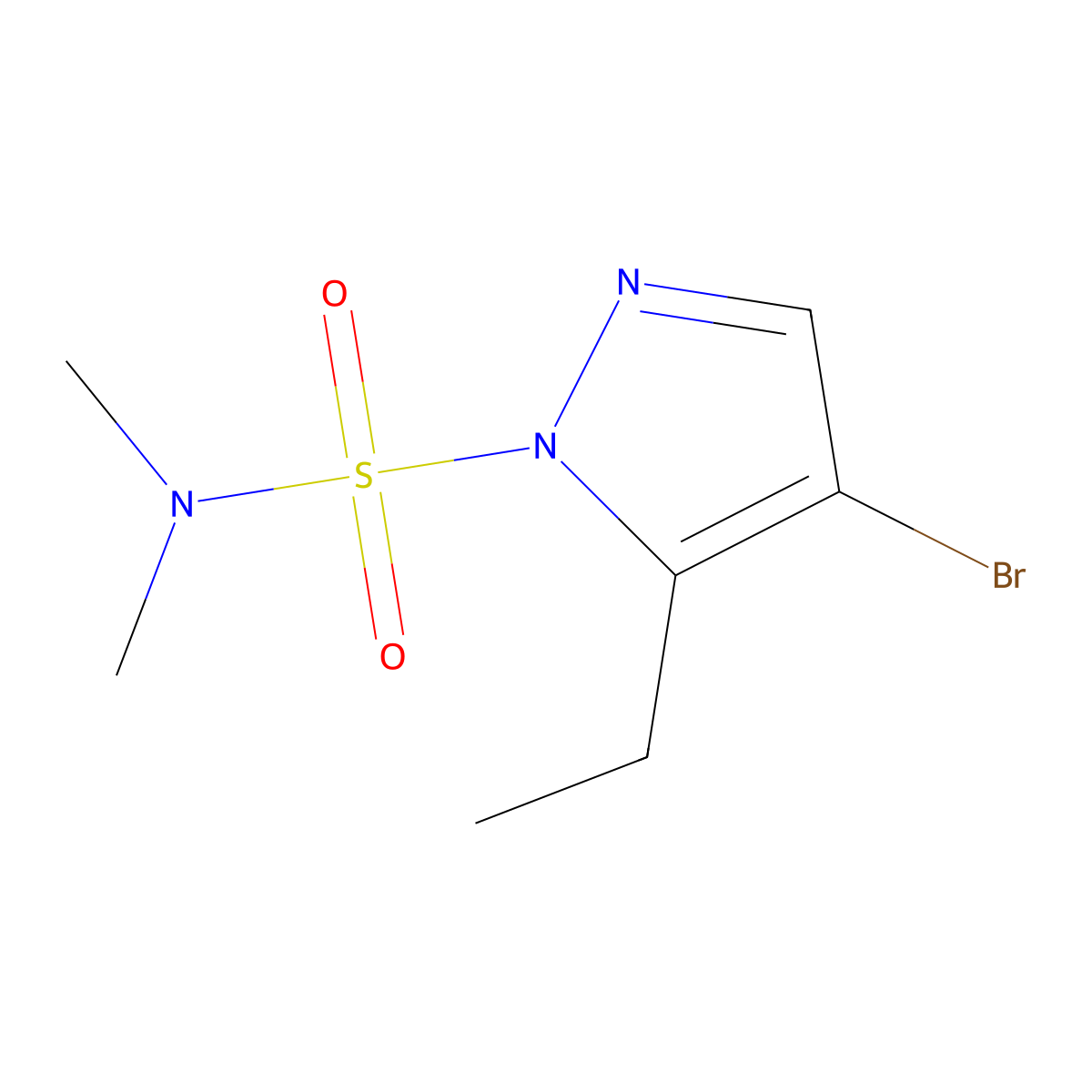 4-bromo-5-ethyl-N,N-dimethyl-1H-pyrazole-1-sulfonamide molecular structure, CAS 1244027-82-4