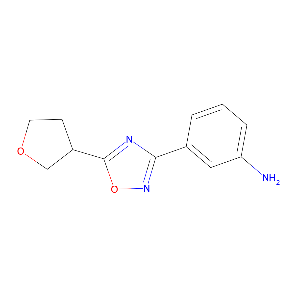 3-(5-(Oxolan-3-yl)-1,2,4-oxadiazol-3-yl)aniline molecular structure, CAS 1244030-98-5