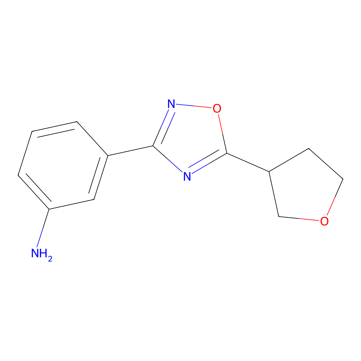 3-(5-(Oxolan-3-yl)-1,2,4-oxadiazol-3-yl)aniline molecular structure, CAS 1244030-98-5