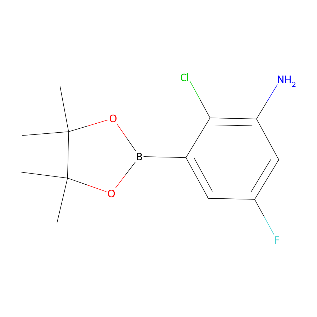 2-Chloro-5-fluoro-3-(4,4,5,5-tetramethyl-1,3,2-dioxaborolan-2-YL)aniline molecular structure, CAS 1244039-65-3