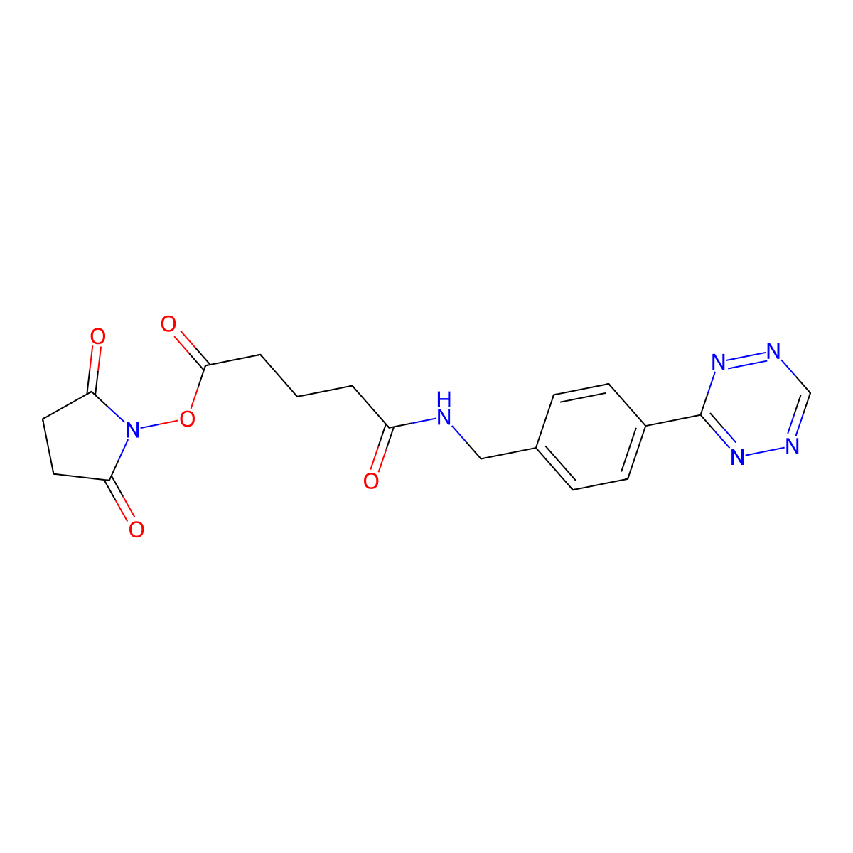 Tetrazine-Ph-NHCO-C3-NHS ester molecular structure, CAS 1244040-64-9