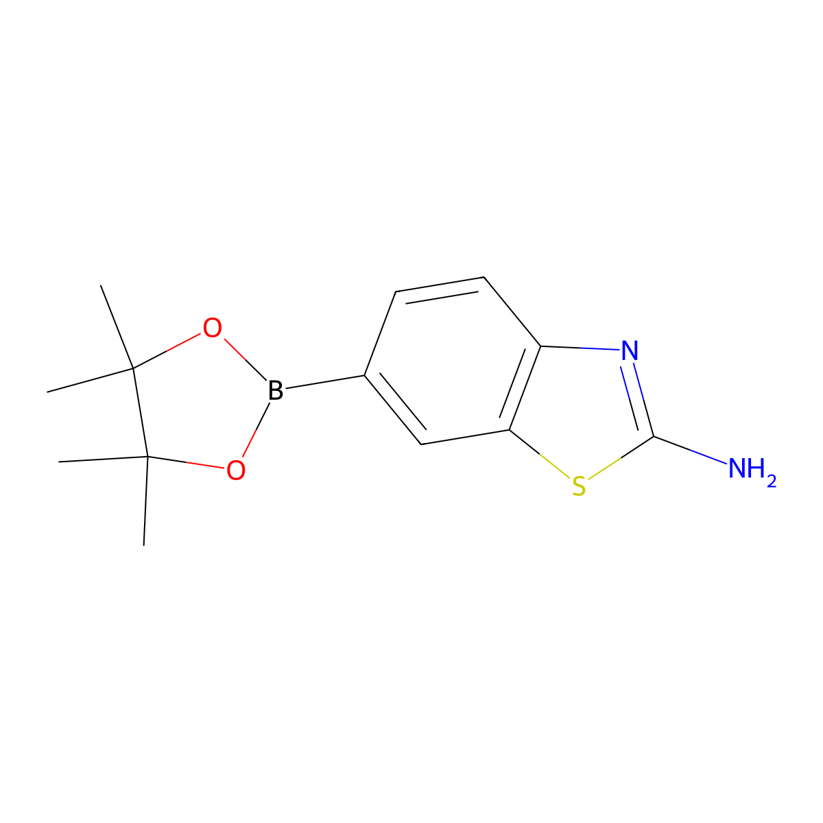 6-(4,4,5,5-Tetramethyl-[1,3,2]dioxaborolan-2-YL)-benzothiazol-2-ylamine molecular structure, CAS 1244041-62-0
